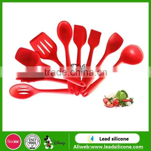 9PCs Red Silicon Kitchen Cooking Utensil Tool Set, Hi-heat Cooking thumbnail-1