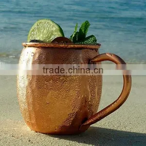 Hot Sale 100% Pure Copper Hammered Moscow Vodka Mule Mugs With Set of 4 Pieces thumbnail-1