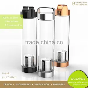 Heat-Resistant Cheap Handmade Promotion Glass Bottle With Tea Infuser thumbnail-5
