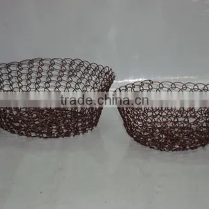 Iron Wire Mesh Basket,Iron Basket,Designer Iron Baskets,Bread Baskets,Fruit Baskets thumbnail-1