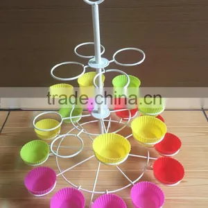 Colorful 3-tier Wire Metal Iron Rack With the Silicone Cup- Cupcake Stand/holder-silicone Cake Mould thumbnail-2