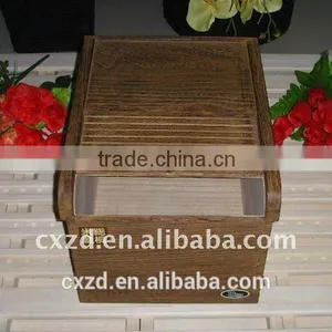 Natural Handmade High Quality Wood Rice Box With Rolling Shutter Cover, Food Storage Box thumbnail-1