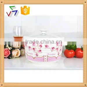 9" Ceramic Microwave Pot With Glass Lid thumbnail-1