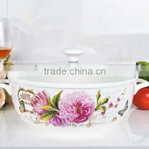 10" Porcelain Saucepot Suitable Microwave Oven With Glass Lid thumbnail-2