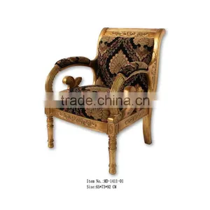 Antique Furniture European Style Chair With White Velvet thumbnail-5