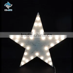 Wholesale White Star Shaped Holiday Decoration Wooden Lighting thumbnail-1