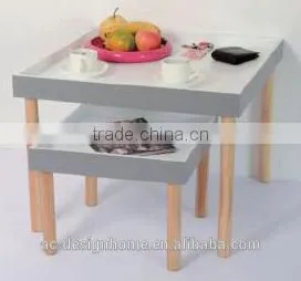 WHITE/GREY/NATURAL S/2 SQUARE MDF/WOODEN NEST TABLE thumbnail-1