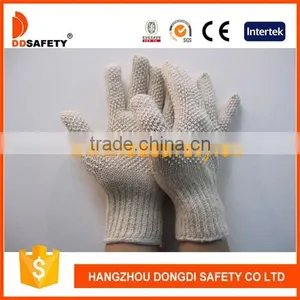 Natural Cotton Polyester String Knitted White PVC Dotted Safety Gloves thumbnail-1