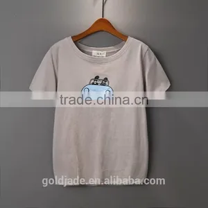 Ladies Fahion Clothing T Shirt Wholesale China V Neck Loose Fit Plain t Shirt for Women thumbnail-3