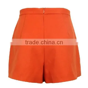 Fashion Woolen Winter Wide Leg Ladies Short Pants in Orange thumbnail-2