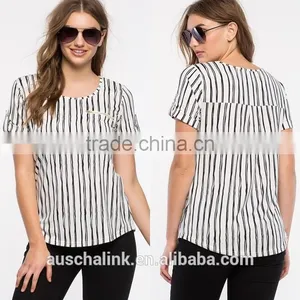 Best Selling High Quality Ladies Vertical Stripe t Shirt thumbnail-6