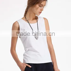 Classic White Plain Comfort Womens Tank Tops Workout thumbnail-2