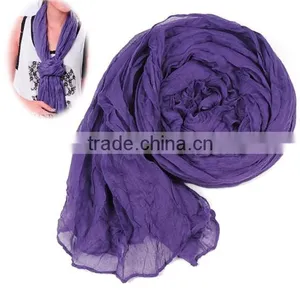 Women's Long Crinkle Scarf Wraps Soft Shawl Stole Pure Color Wholesale Scarf 7589 thumbnail-6