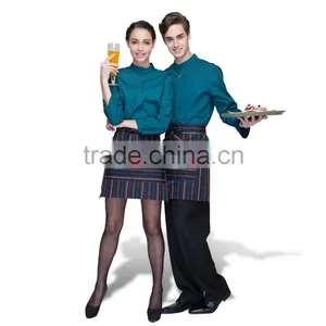 Juqian Wholesale Cheap 3/4-sleeve Quality Green Waitress Uniform Pattern Sets thumbnail-4
