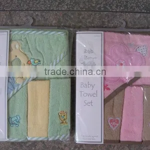 Baby Towel Set /4pcs Baby Face Cloth+1pcs Baby Towel thumbnail-1