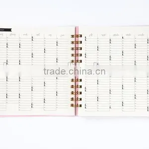 2017 Full Color Spiral Notebook Custom Hardcover Diary Planner With Gold Wire thumbnail-3