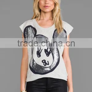 Lady Sequin T-shirts in Grey Marle thumbnail-1