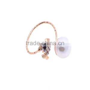 Gold-plated Rhinestone Dolphin Pearl Knuckle Fingers Rings thumbnail-1