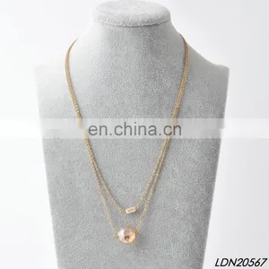 Natural Champagne Stone Pendant Necklace Fashion Gold Necklaces Minimalist Necklace thumbnail-1