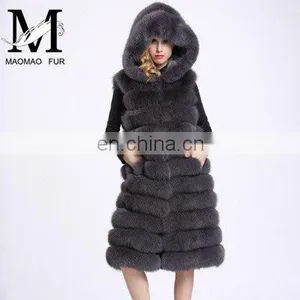 2016 Winter Genuine Fur Vests China Cheap Long Fur Vest Real Fox Fur Vest thumbnail-6