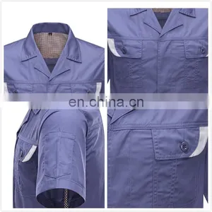 Hot Selling Solid Color Short-Sleeved Labor Uniform / Workwear Uniforms Industrial Uniform of 100% Cotton/CVC/TC thumbnail-5