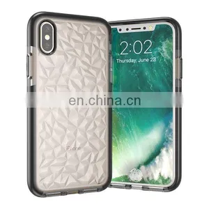 Diamond Pattern Lightweight Anti Drop Soft TPU + TPE Buffer Bar Back Cover Case for IPhone X thumbnail-1
