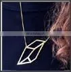 Long Chain Brass Abstract Pattern Necklace thumbnail-1
