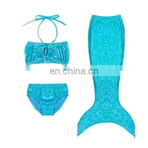 Girl Mermaid Tail 3 Pieces 110cm Swimmable Bikini Set Cute Swimsuit thumbnail-2