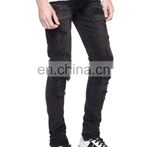 DiZNEW CUSTOM WHOLESALE STRAIGHT SLIM FIT RIPPED JEANS MEN thumbnail-2