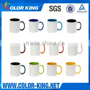 350ml Handle And Inner Colorful Sublimation Coated White Drinking Mug thumbnail-1