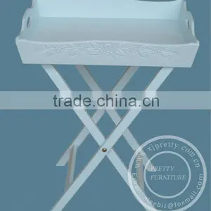 Wooden Tray With Shelf Carved thumbnail-1