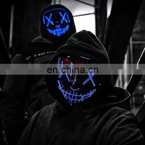 Wholesale Joker LED Light Up Adult Party Mask Halloween Decoration Neon Party Masks Dress Cosplay Custom Masks thumbnail-3