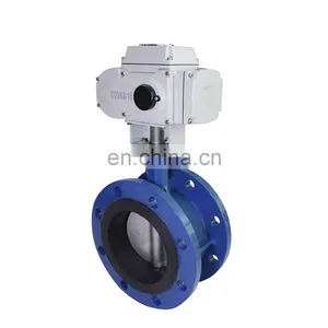 4 Inch Double Flange Ductile Iron Electric Actuator Butterfly Valve Motorized Butterfly Valve thumbnail-3