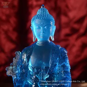 Liuli Bhaisajya Blue Medicine Buddha Statue Five Size H12cm On Stock thumbnail-4