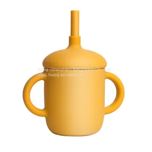 Weiqi Manufacturer BPA Free Silicone Sippy Cup Reusable No Spill Silicone Cup With Lid Straw thumbnail-1