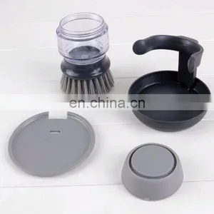 Kitchen Cleaning Tools Silicone Handle Cleaning Brush Soap Dispenser Dishwashing Brush thumbnail-3