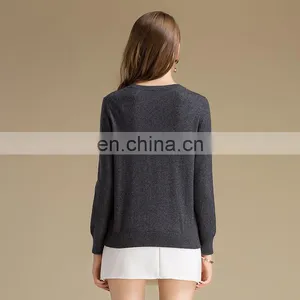 Designs For Girls Round Collar Slim Fit Deep Gray Jacquard 100% Cashmere Sweater thumbnail-2
