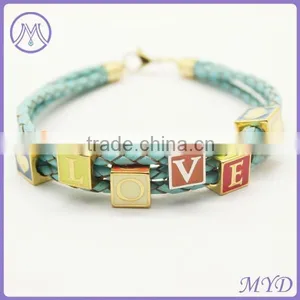 Custom DIY Women Leather Bracelet With Metal Charms thumbnail-1