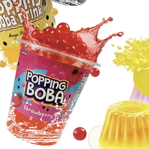 Bubble Tea Cup With Bubble Blends Fruity Pearls Burst Pop With Real Fruit Juice Popburst Bubble Boba Drink thumbnail-2
