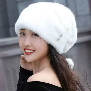 Faux Mink Fur Beret Hat thumbnail-5