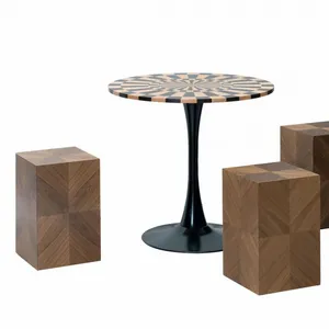Time Wheel Marquetry Round Table thumbnail-4