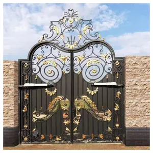 China Hand Forged Wrought Iron Gate Aluminum Gate Driveway Gate For Sale thumbnail-1