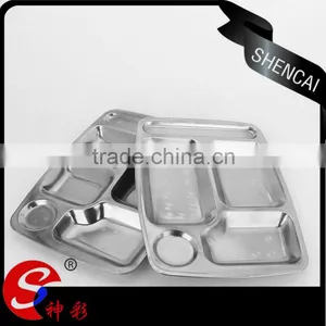 Chaozhou Factory 5 Grid Student School Lunch Tray,buffet Tray,stainless Steel Food Serving Tray thumbnail-1