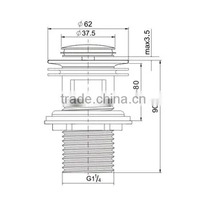Watermark New Style Basin Wash Waste Drain Pop Up Click Clack Chrome Plated With Overflow(K90) thumbnail-2