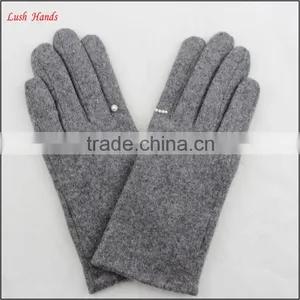 Ladies Cheap Grey Woolen Gloves With Finger Ring thumbnail-1