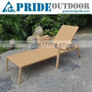 Wicker Teak Handrails With Wheels Rattan Product Modern Outdoor Lounge Chair thumbnail-1