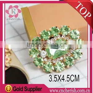 Fashion Green Color Oval Shape Glue on Type Ornaments for Ladies Shoes thumbnail-1