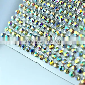 120x45cm Hot Fix Crystal Rhinestone Strass Aluminum Setting Mesh Sheets Trimming thumbnail-1