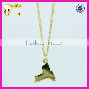 Custom Wholesale 925 Sterling Silver Map Design 14K Gold Necklace thumbnail-1