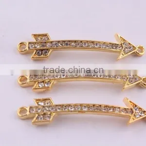 Hotselling Fashion Crystal Rhinestone Connector Charms ! Wholesale Arrow Alloy Glitter Silver Connector for Bracelet Making!! thumbnail-1